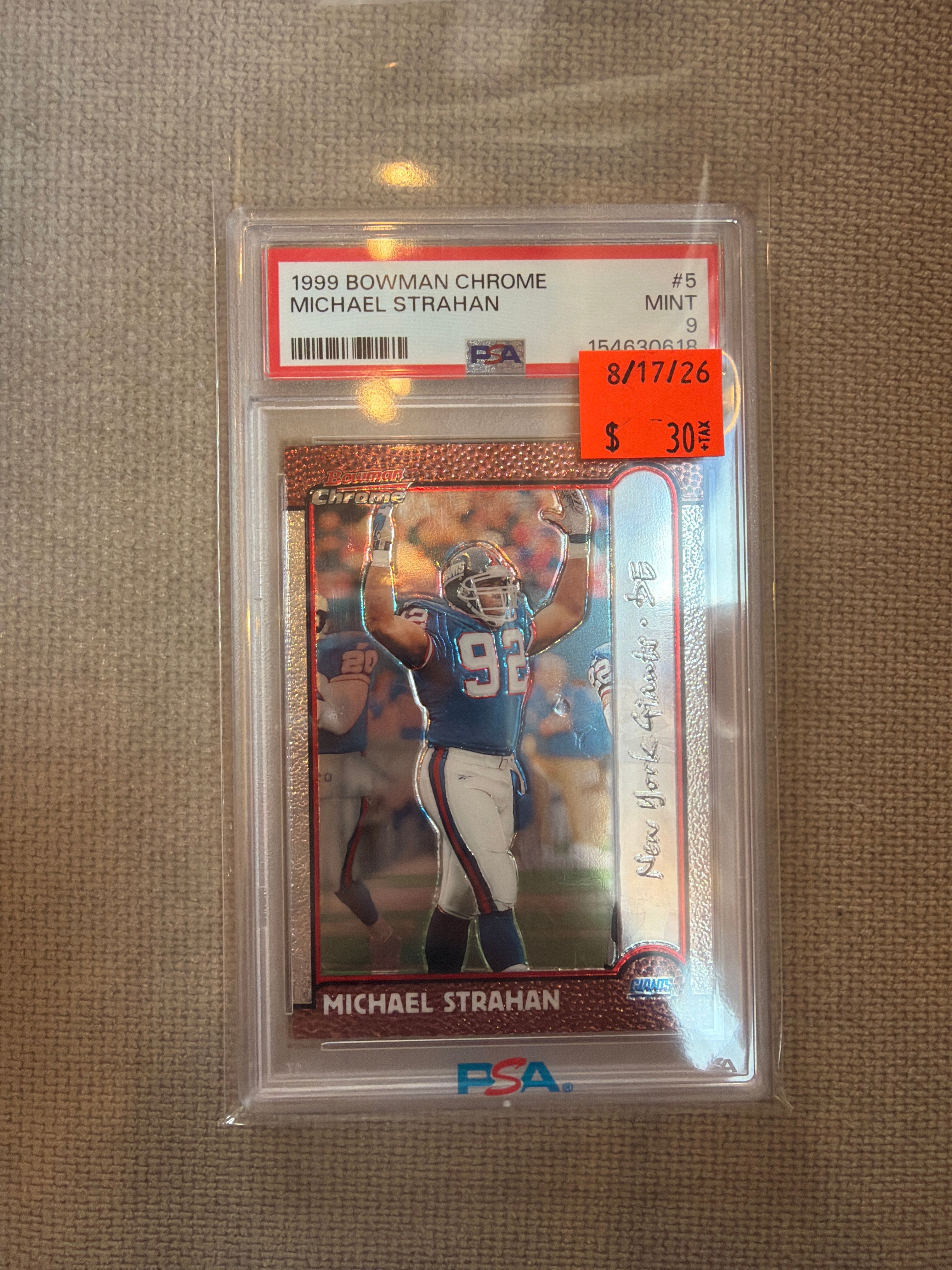 1999 Bowman Chrome Michael Strahan PSA 9 (618)