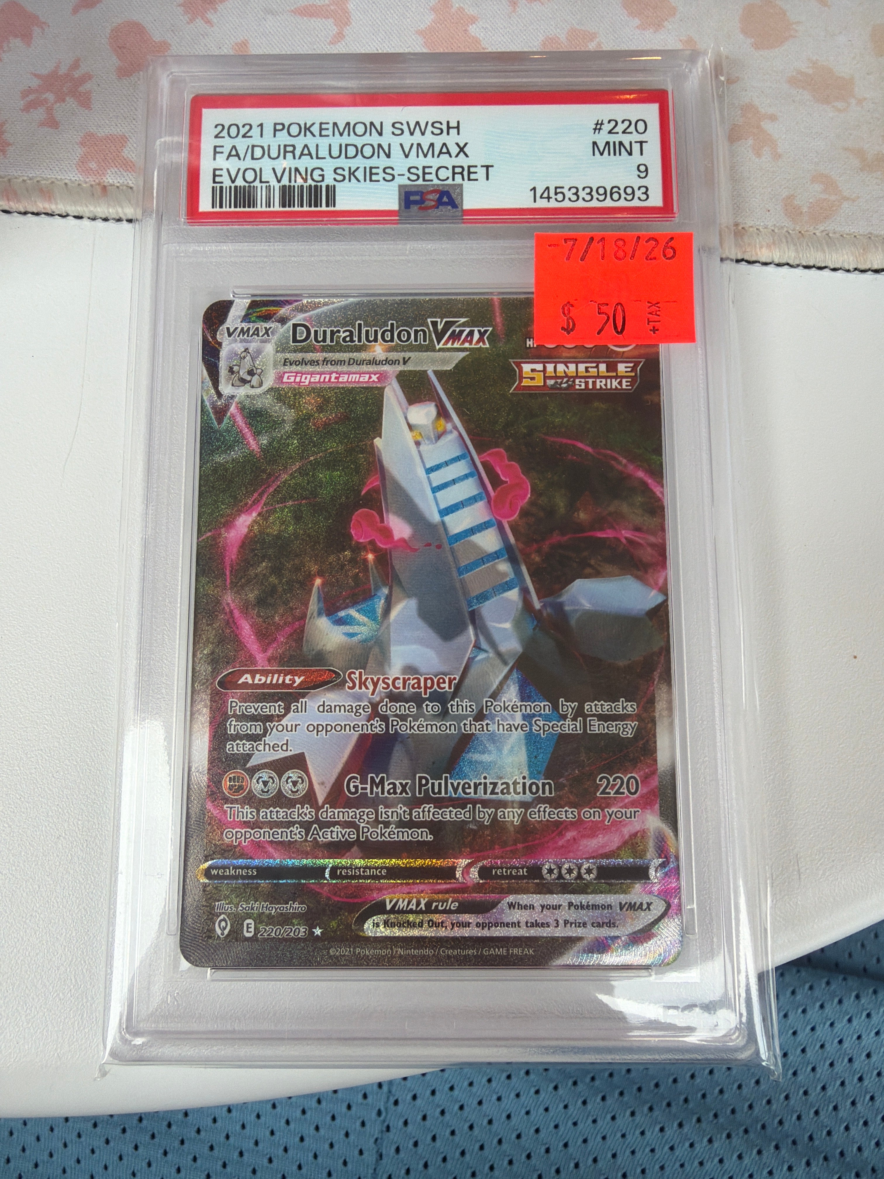 2021 Pokemon SWSH FA/Duraludon VMAX Evolving Skies-Secret PSA 9 (693)