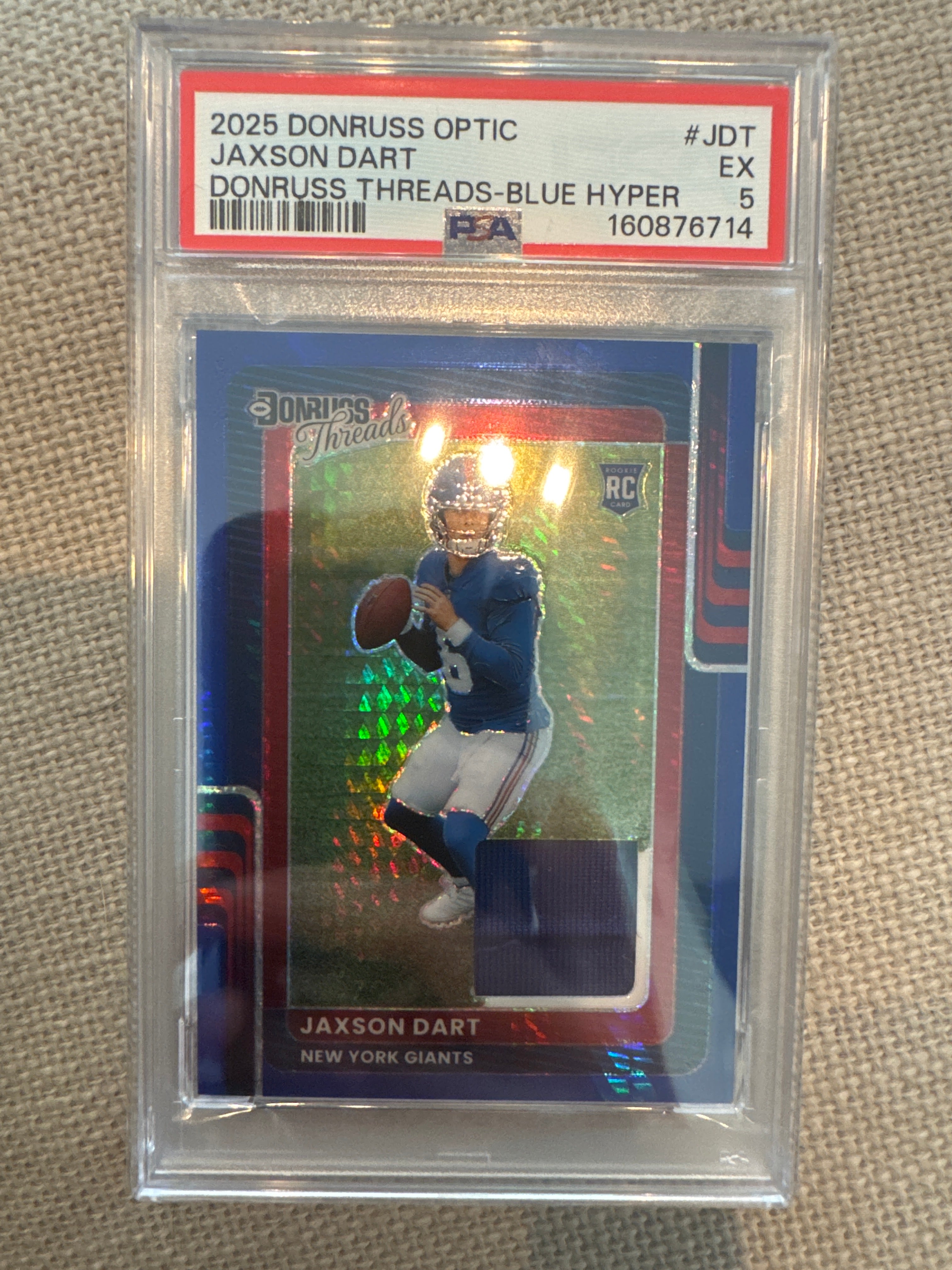 2025 Donruss Optic Jaxson Dart Blue Hyper PSA 5 (714)