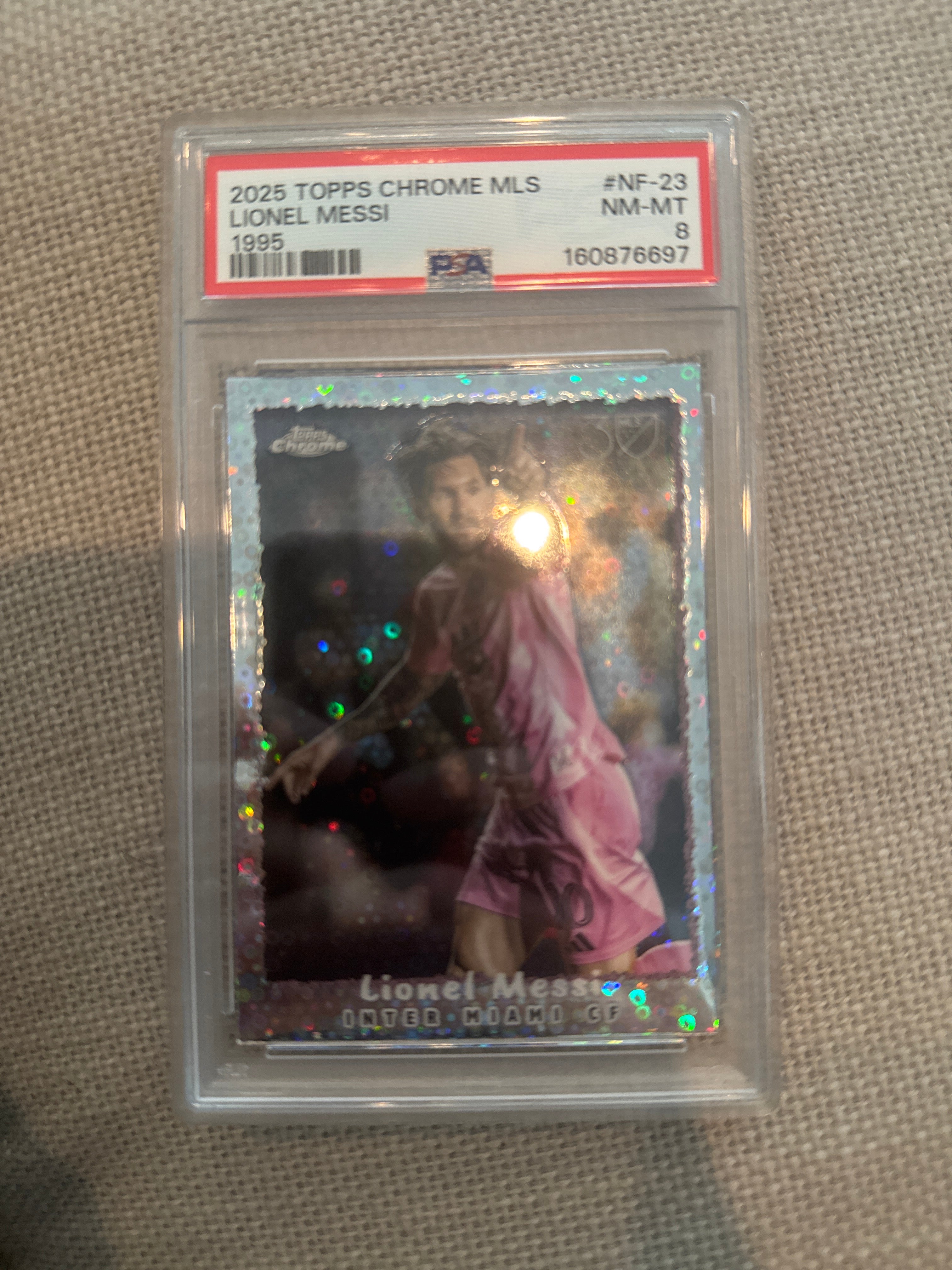 2025 Topps Chrome MLS #NF-23 1995 Lionel Messi PSA 8 (697)
