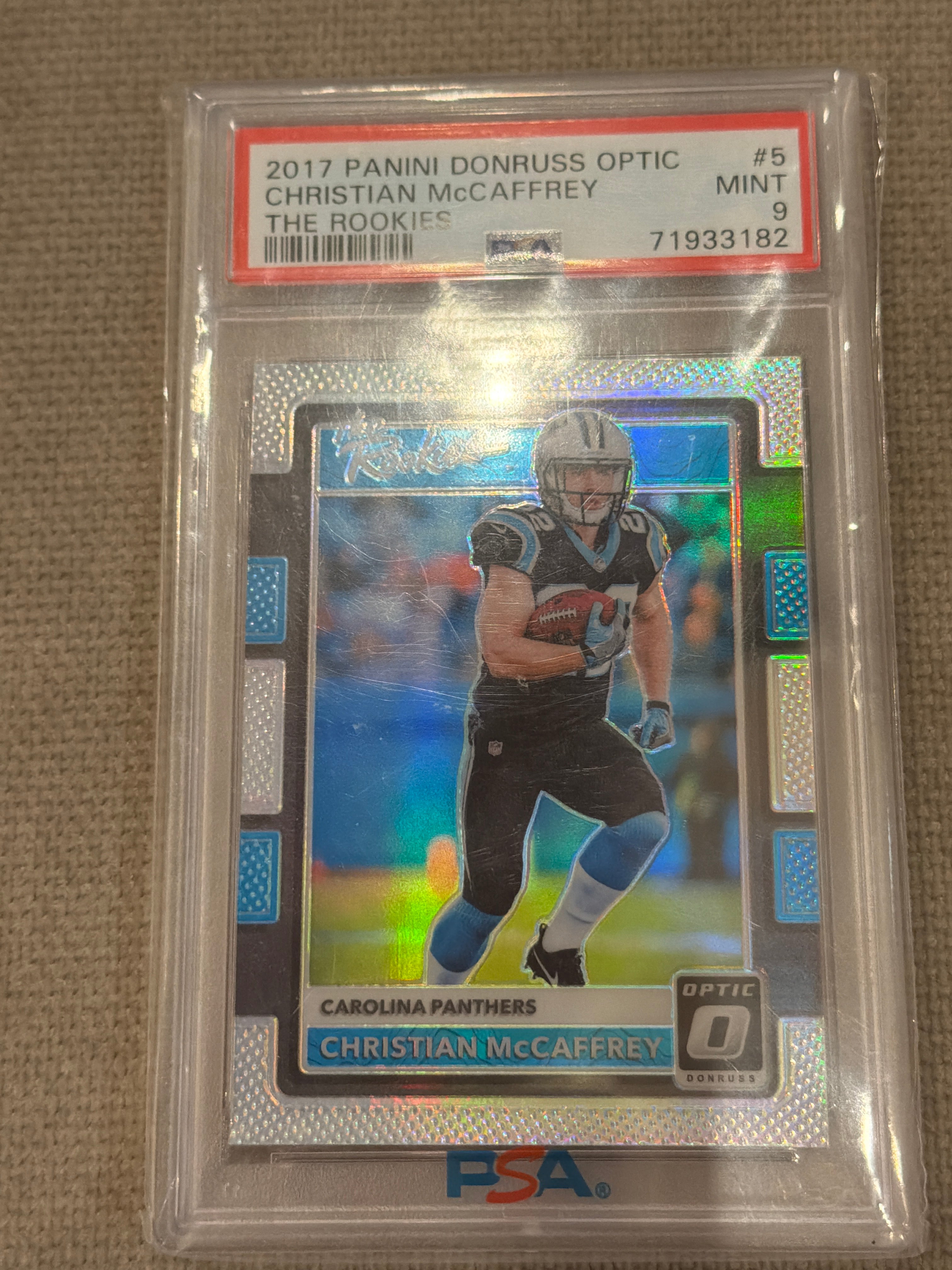 2017 Panini Donruss Optic Christian McCaffrey The Rookies PSA 9 (182)