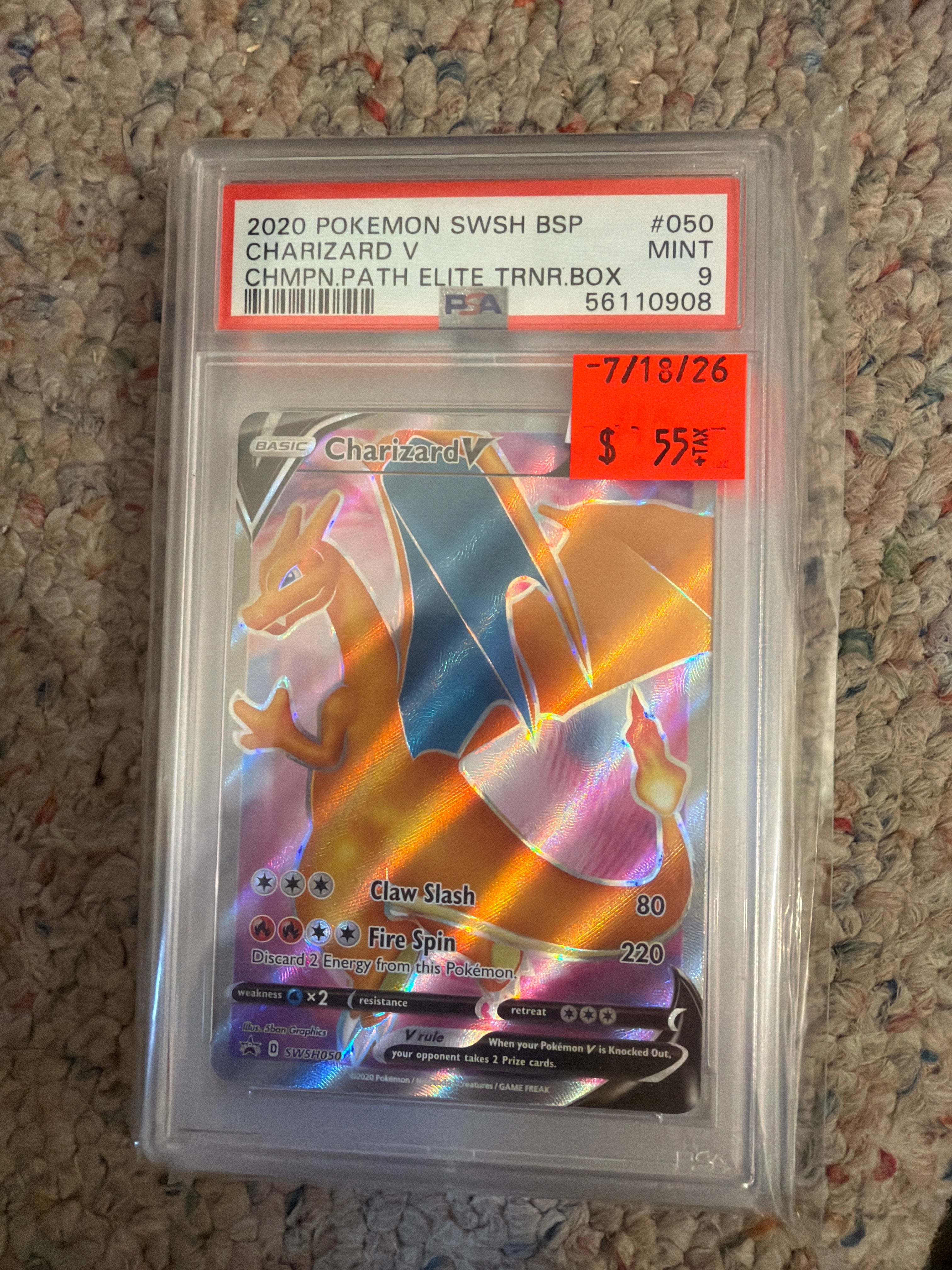 2020 Pokemon SWSH BSP Charizard V CHMPN Path ETB PSA 9 (908)
