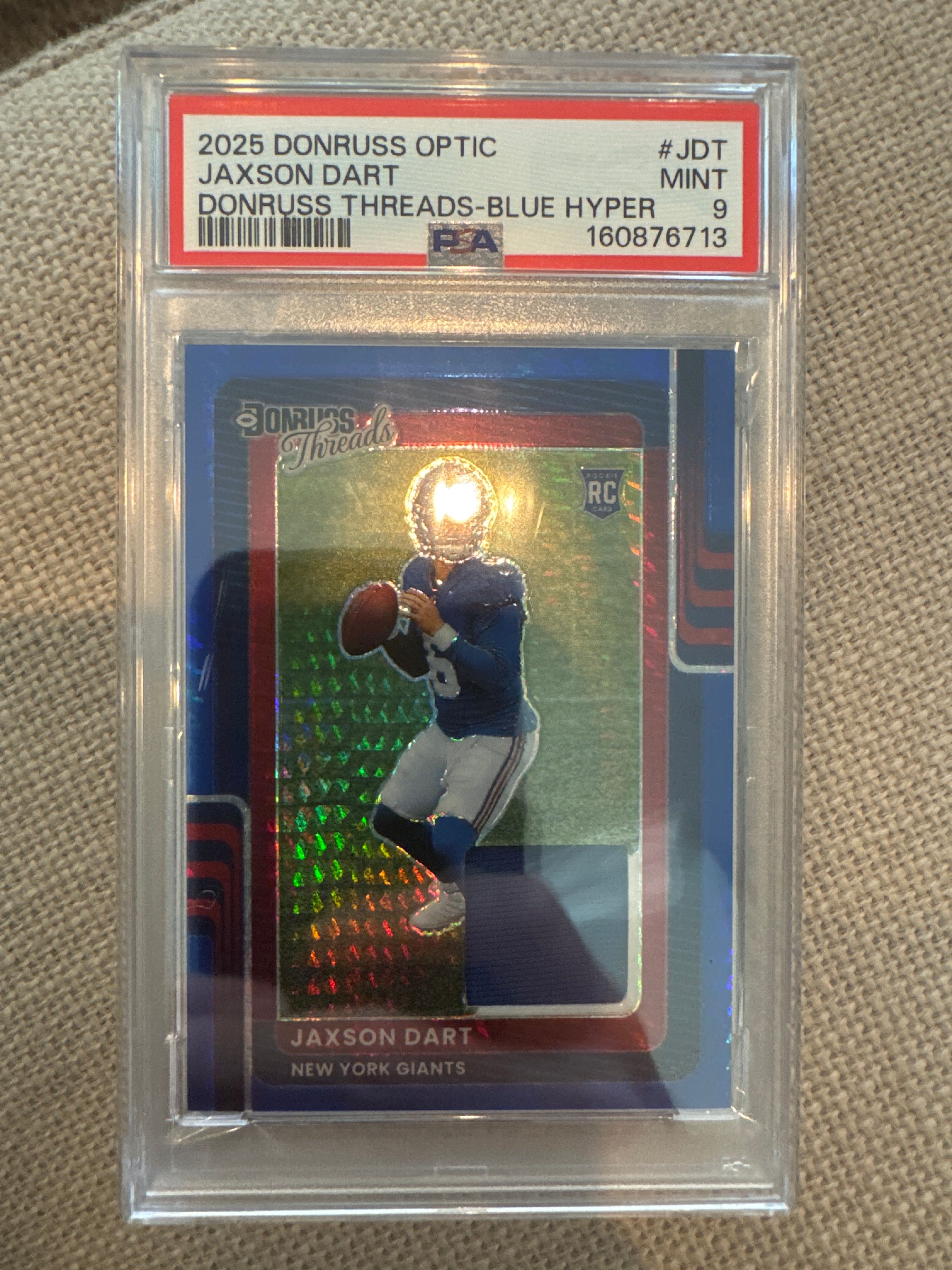 2025 DONRUSS OPTIC Jaxson Dart Blue Hyper #JDT PSA 9 (713)
