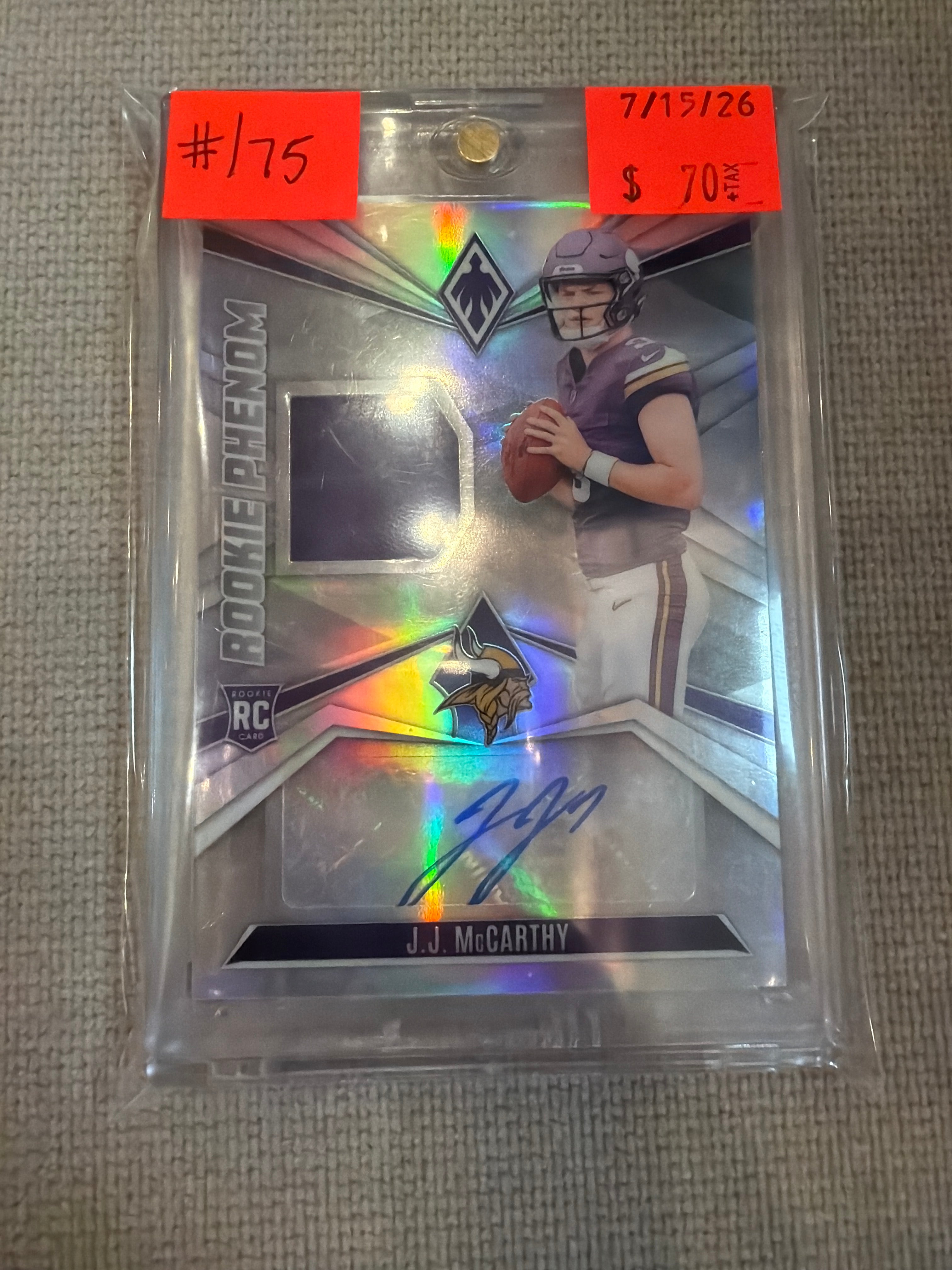 JJ McCarthy Phoenix RPA /75 (Raw)