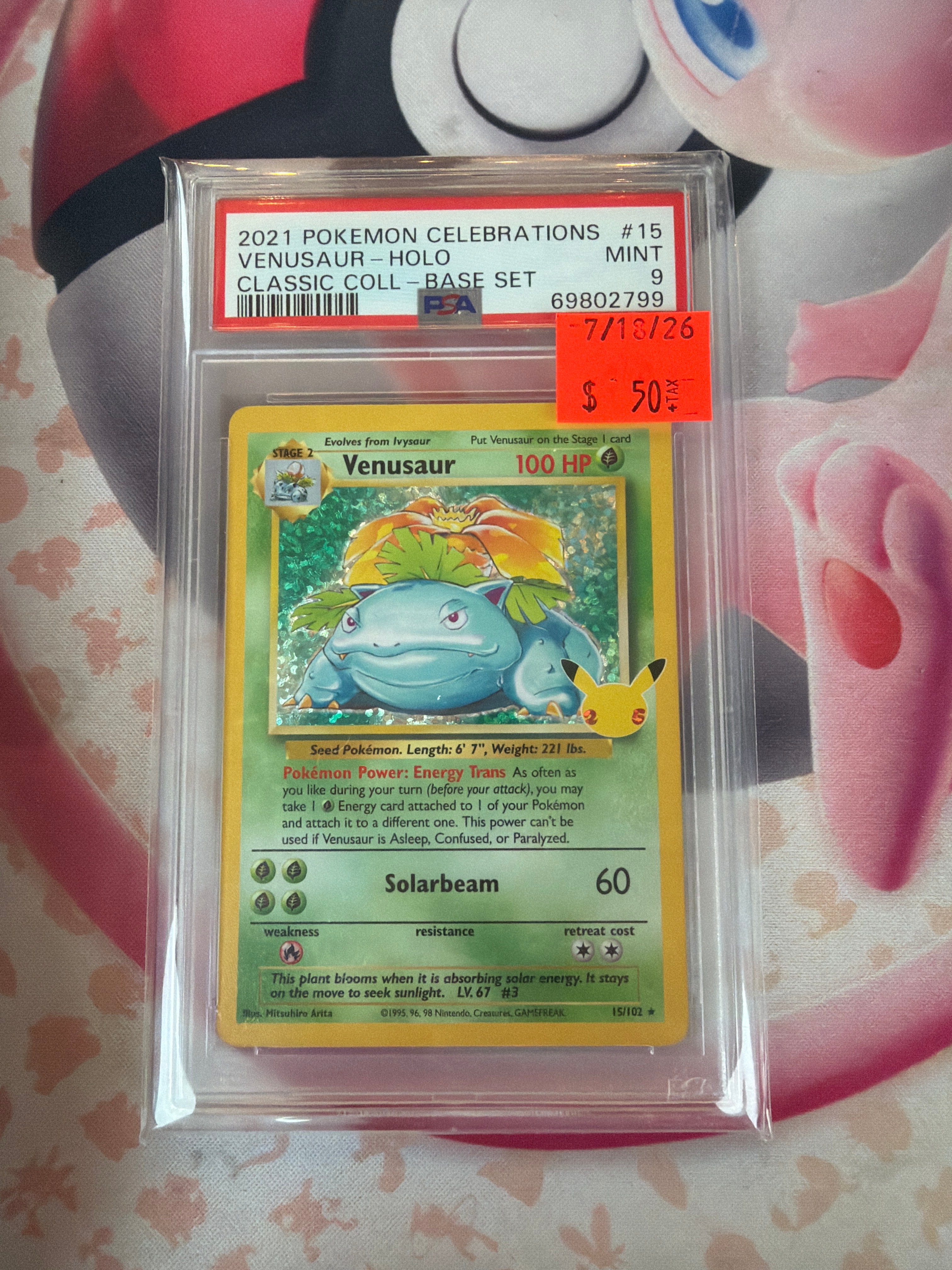 2021 Pokemon Celebrations Venusaur Holo Classic Coll Base Set PSA 9 (799)