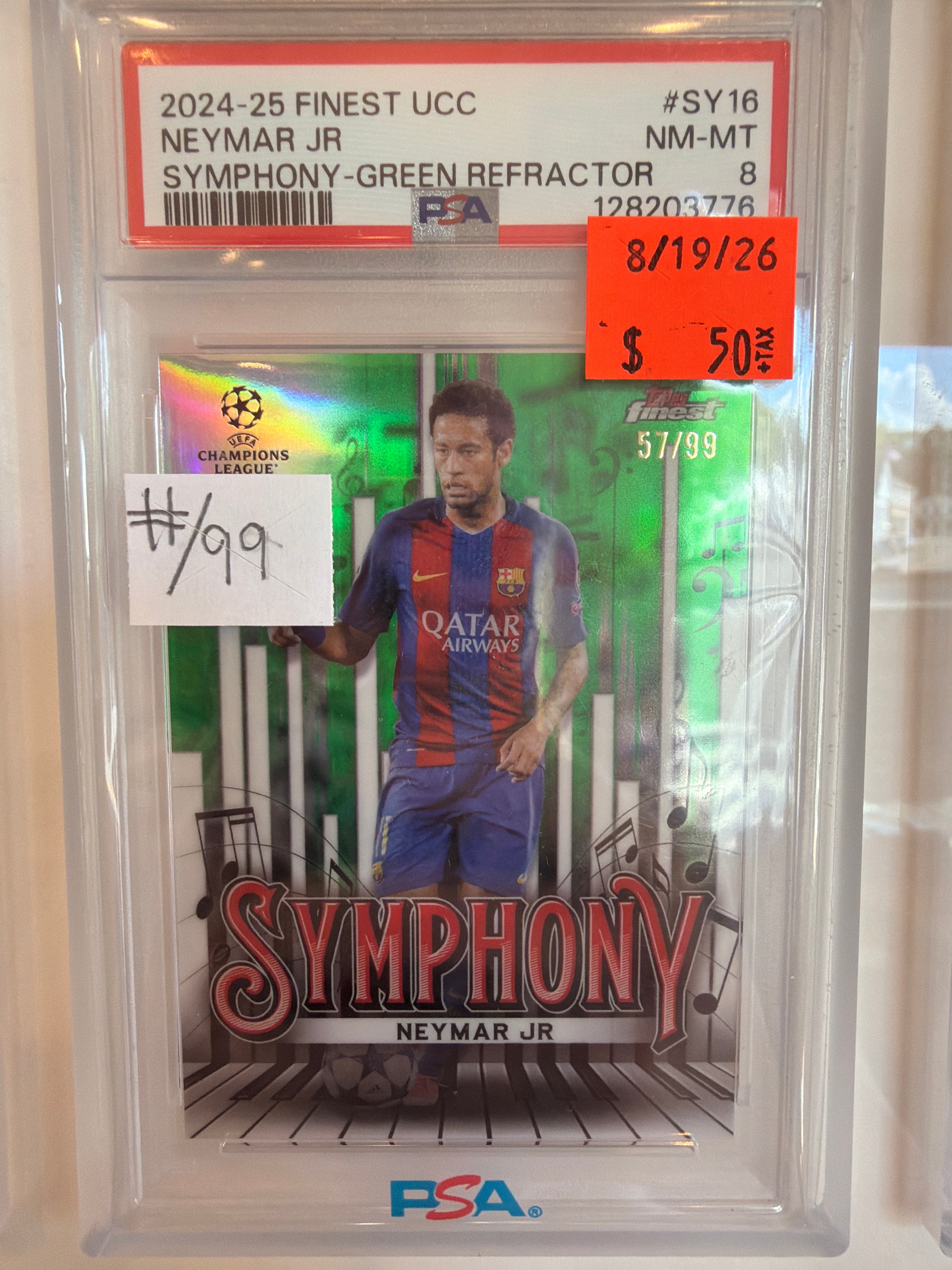 2024-25 Finest UCC Neymar Jr Green Refractor PSA 8