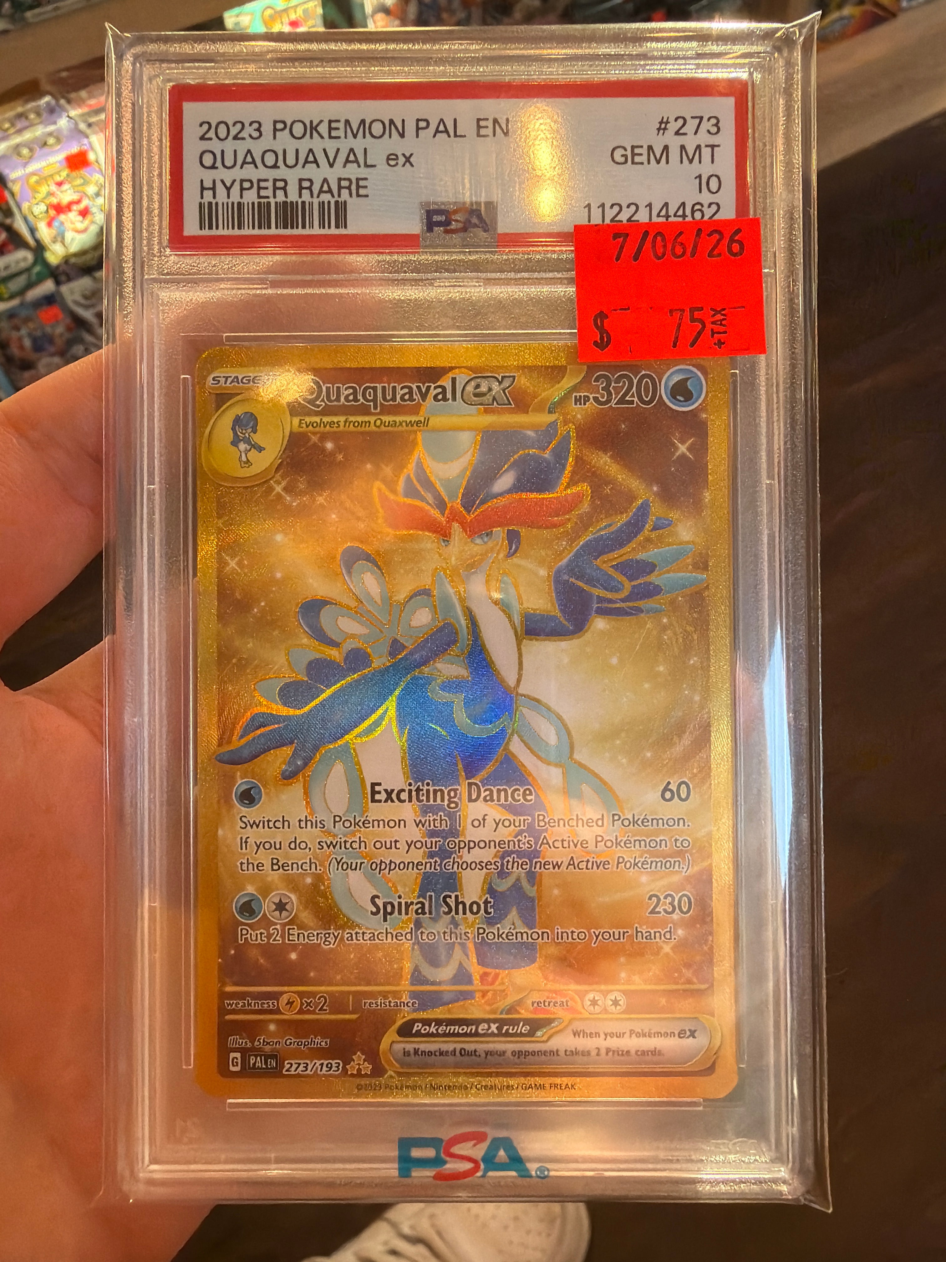 2023 Pokemon PAL EN Quaquaval EX HYPER RARE PSA 10 (462)