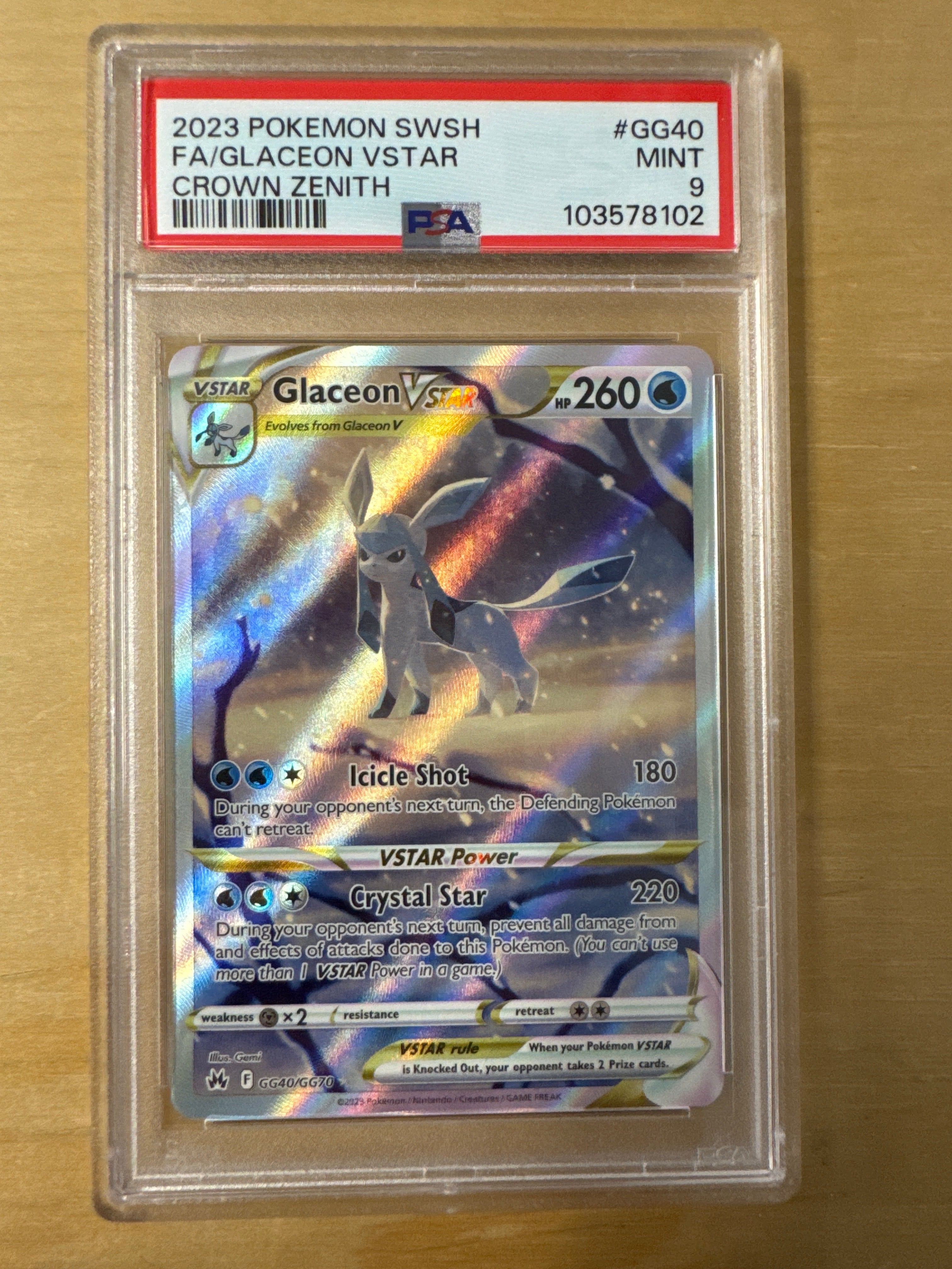 Glaceon VSTAR Crown Zenith PSA 9 (102)