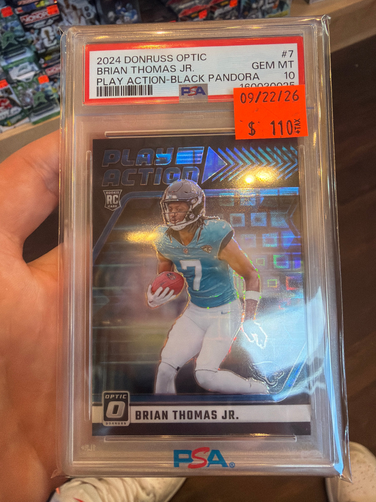 2024 Donruss Optic Brian Thomas Jr Play Action Black Pandora PSA 10 (025)